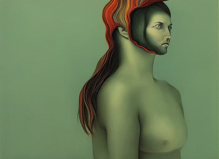 girl moving head in lunatic way surrealism art