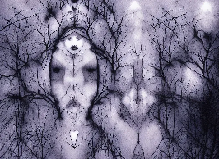 girl moving head in lunatic way gothic art