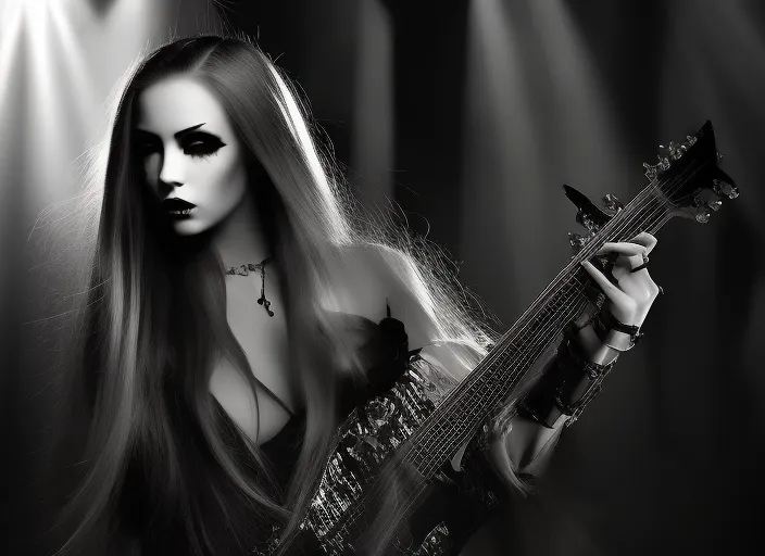 girl moving head fast in lunatic way gothic art