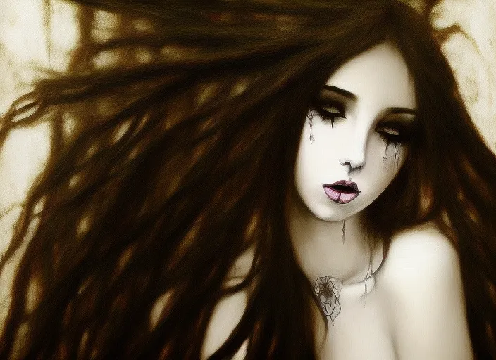 insane gothic girl headbang gothic art