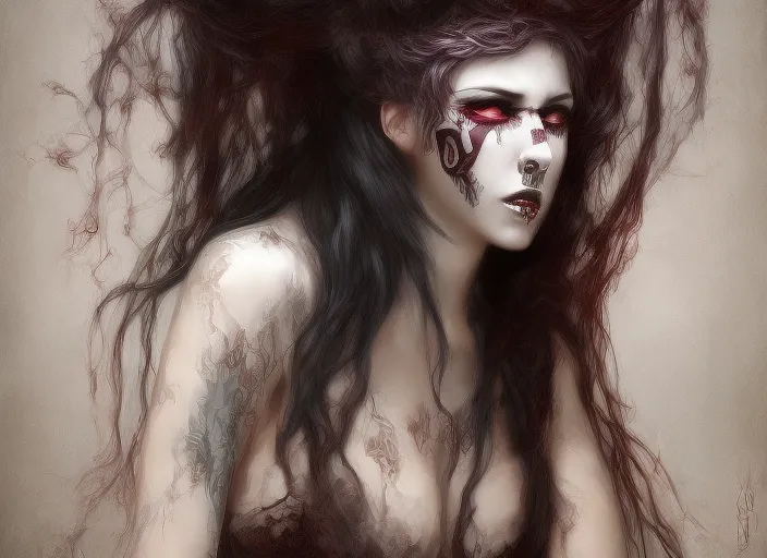 insane gothic girl headbang gothic art