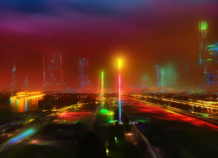 neon city lights