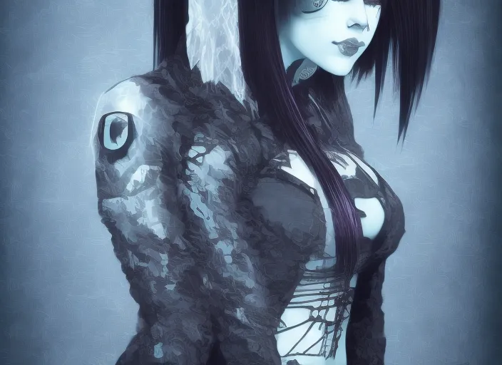 beautiful gothic cyber girl
