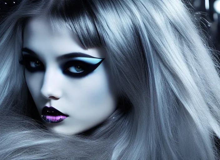 face of beautiful gothic cyber girl