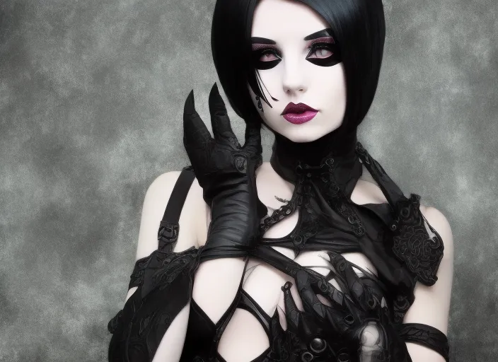 face of beautiful gothic cyber girl