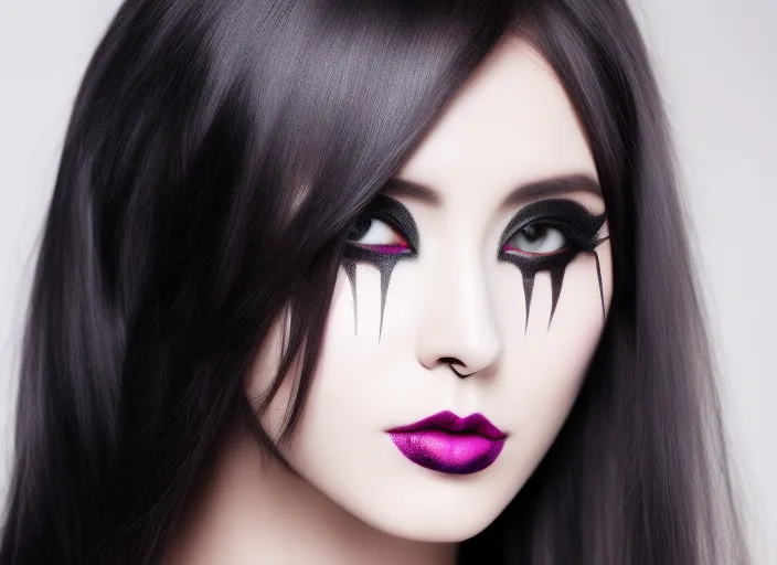 face of beautiful gothic cyber girl