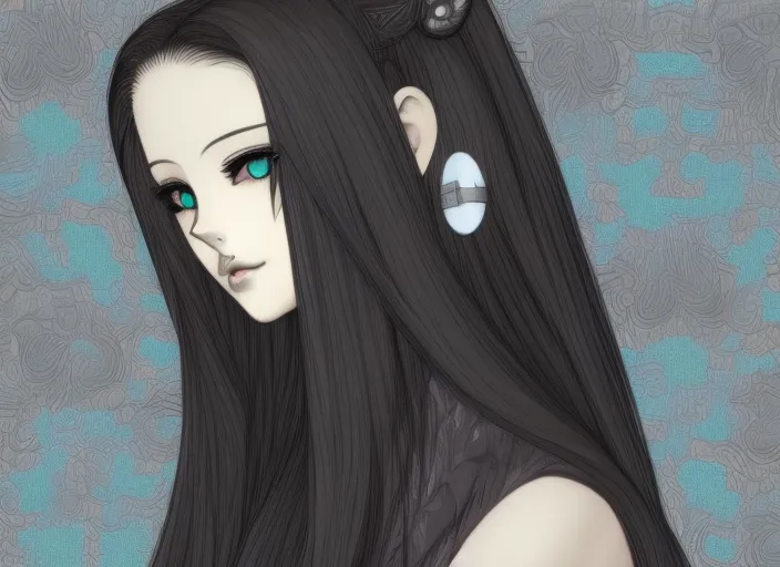 face of beautiful gothic cyber girl