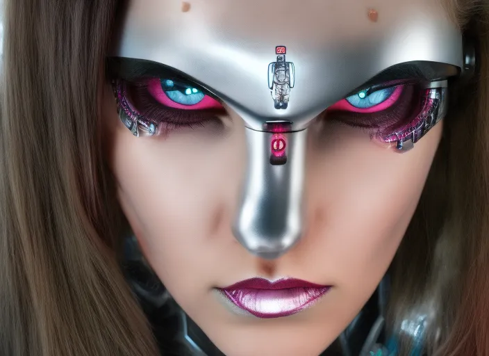 dystopia cyber girl cyborg looking