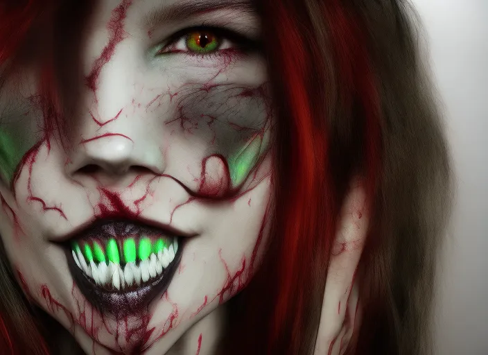 beautiful vampire girl with vampire teeth high detailed