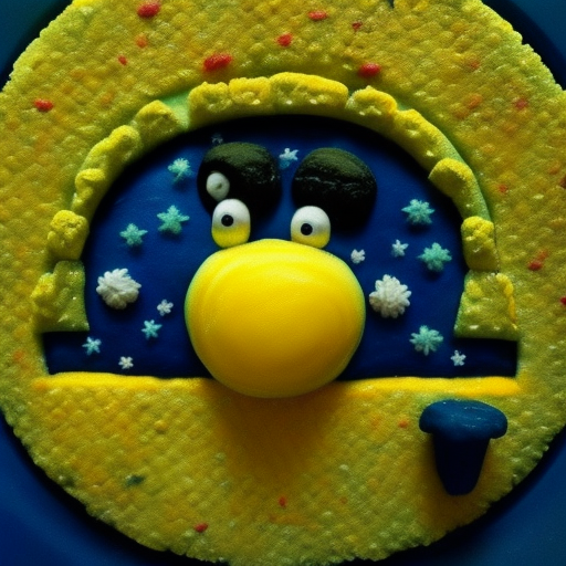 the moon in the night sky is made of cheese. intricately detailed. close up. yellow. wallace and gromit