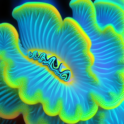 bioluminescent nudibranch nautilus coral reef creature, colorful detailed 3d render
