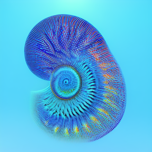 bioluminescent multicolored nautilus coral reef creature, colorful detailed 3d render