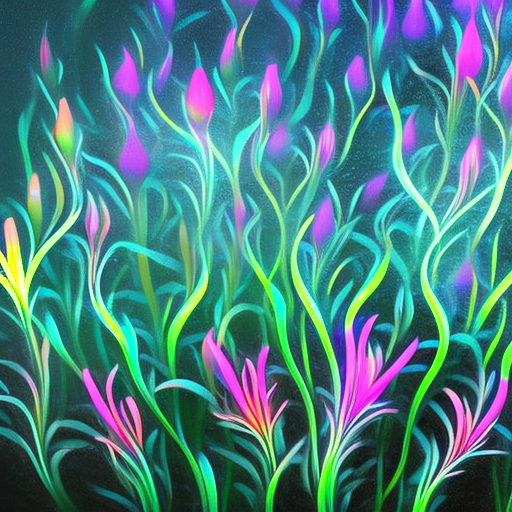 colorful alien flowers bioluminescent
