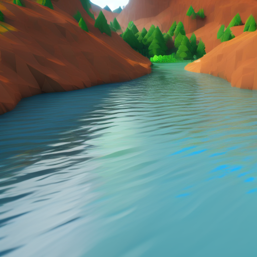 low poly river