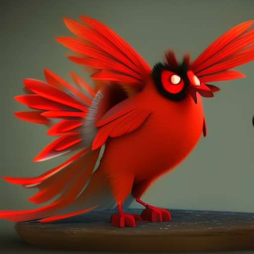 cute fluffy cardinal bird butterfly dragon hybrid creature with fluffy feather tail and butterfly wings, pixar 3d render