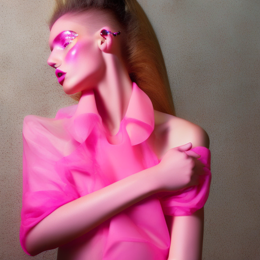 high concept fashion photo editorial beautiful gorgeous model pink plastic 