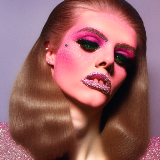 1970s fashion model woman glitter makeup stanley kubrick movie soft pink colors