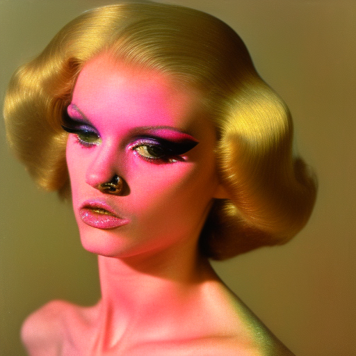 1970s fashion model woman glitter makeup stanley kubrick movie soft pink colors
