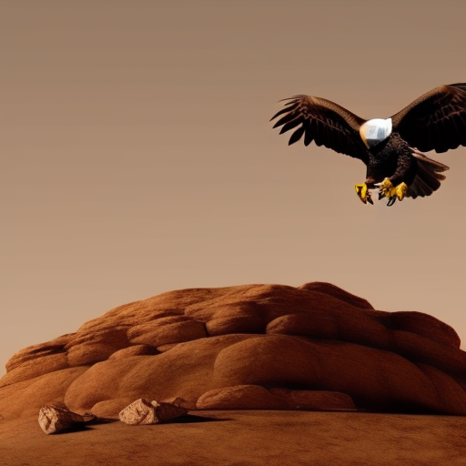 bald eagle on a rock on mars