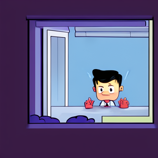 a cartoon of a a boy playing peekaboo, corporate style