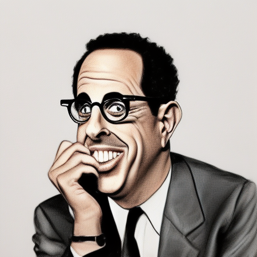 A pencil sketch of Jerry Seinfeld doing a sketch