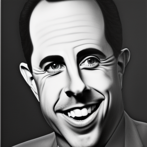 A pencil sketch of Jerry Seinfeld doing a sketch