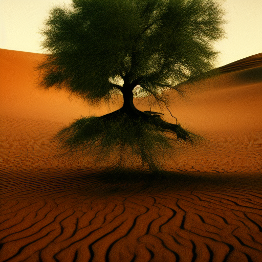 a sapling of a tree in a desert