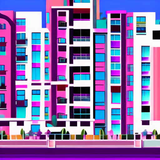 buildings apartments architecture south beach miami style chill pinks purples blues daytime