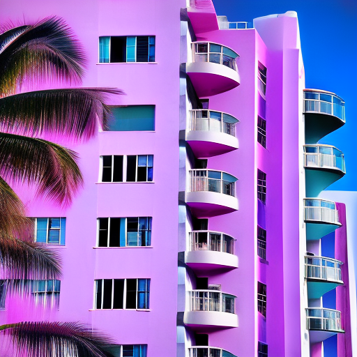 buildings apartments architecture south beach miami style chill pinks purples blues daytime