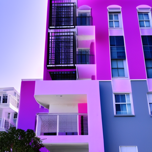 buildings apartments architecture south beach miami style chill pinks purples blues daytime