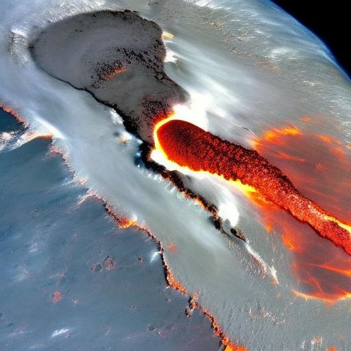 Volcanic eruption seen from space captured by satellite