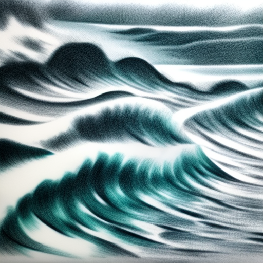 pencil drawing of waves