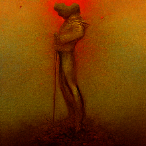 Cherub holding a rifle, beksinski