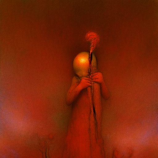 Cherub holding a rifle, beksinski