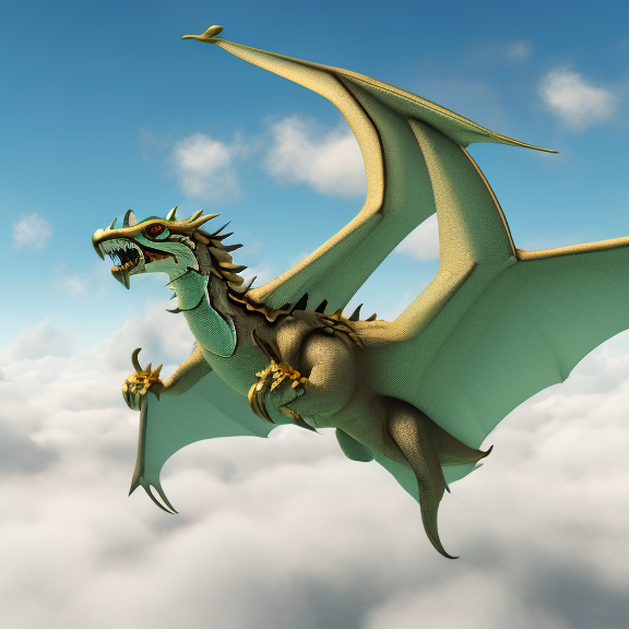 A dragon of water flying over the clouds