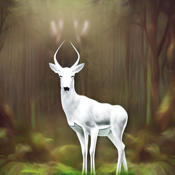 a white deer in a jungle, digital art