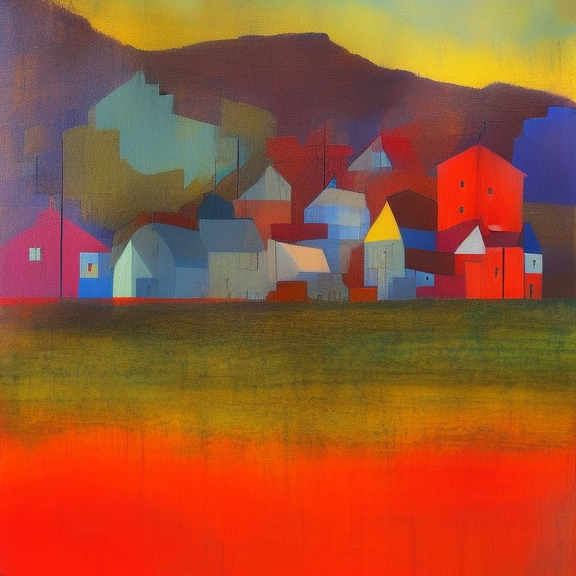 The artwork should show the buildings and the landscape that are being affected, the people that are living there and the emotions they are going through. The colors and lighting should change to reflect the different stages of the cycle, from serene and bright to dark and chaotic, and finally to hopeful and determined.