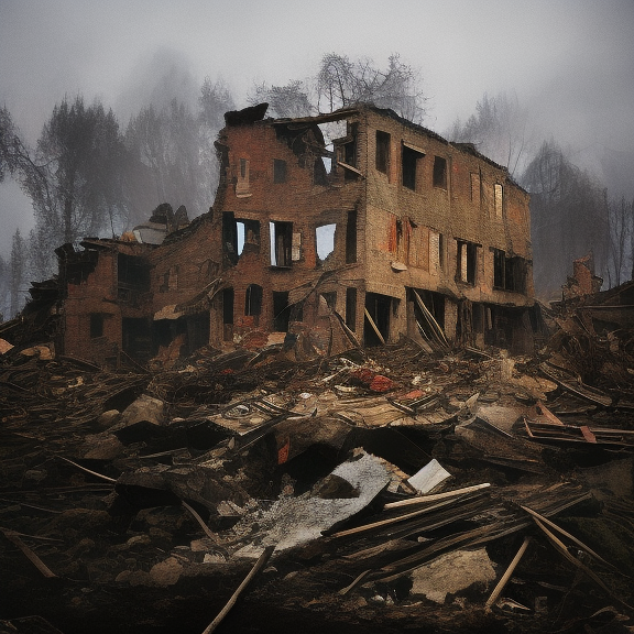 "Create a series of artworks depicting a peaceful village repeatedly attacked and rebuilt. Show the progression from idyllic to destruction, and then rebuilding. Use symbols to represent the cyclical nature of destruction and rebuilding. The overall message should convey resilience and the human spirit to rebuild."
