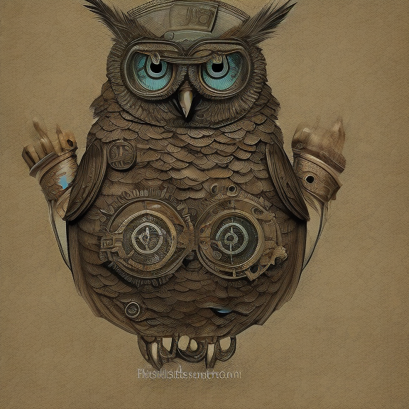 a steampunk owl, detailed, realistic, HD