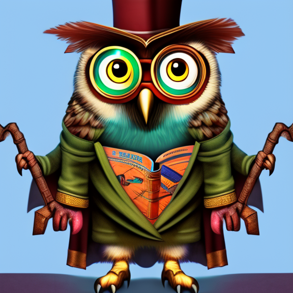 a detailed owl dressed as a librarian, digital art