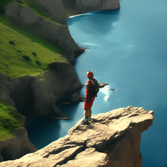 a hero standing on a cliff