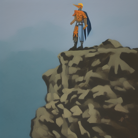 a hero standing on a cliffside