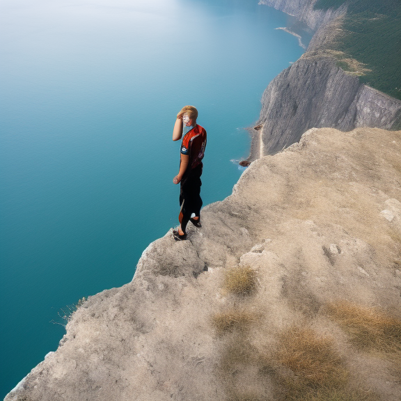 a hero standing on a cliff