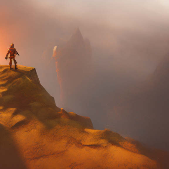 a hero standing on a cliff