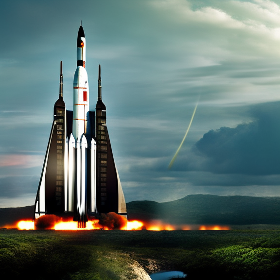 "Depict the effects of overconsumption and industrialization on the planet, showing the deterioration of natural landscapes and the decline of biodiversity as a result of human actions."



"Create an image of a futuristic rocket launching facility, showcasing the technology and design of the facility as well as the tension and excitement of the launch countdown."