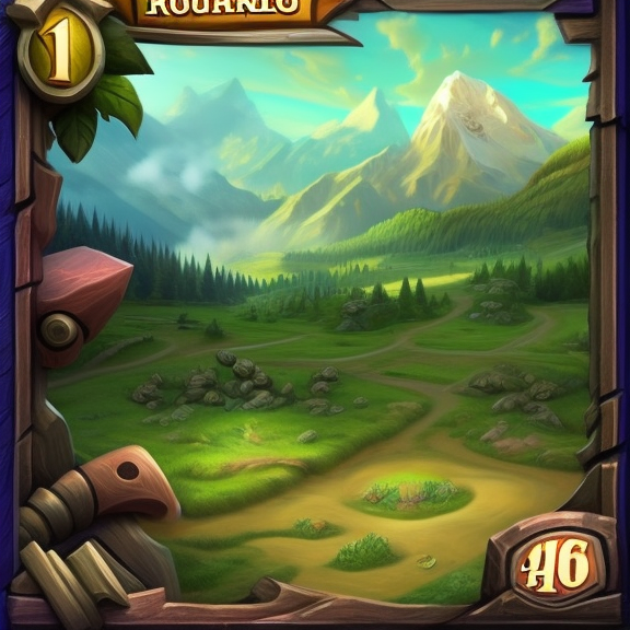 “Create an ultra-realistic digital rendering of a mountain landscape, complete with detailed textures, natural lighting and shadows, and accurate portrayal of the flora and fauna.". "Create an ultra-realistic digital rendering of a mountain landscape, complete with detailed textures, natural lighting and shadows, and accurate portrayal of the flora and fauna.". hearthstone card game artwork, sumatraism”
