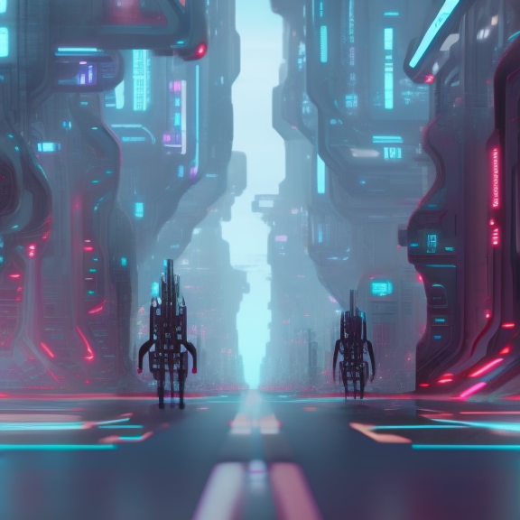 a beautiful street view of a futuristic robotic city with robots walking on road, galaxy in the background, intricate, insane level of detail, cinematic, composition, sense of awe and scale, artstation HQ, 16K
