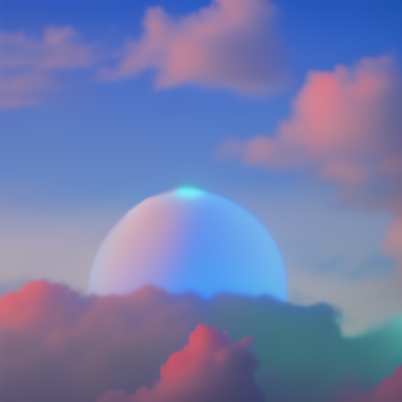 r/skyporn, matte painting, clouds, 2 layers, puffy, smooth, round, cottonball shaped, volumetric lighting, 8k, cinestill, red, blue, firefox logo colors, soft lighting, diffused lighting, luminescence, vaporwave, biopunk, futurism, epic, (((large bitcoin logo)))