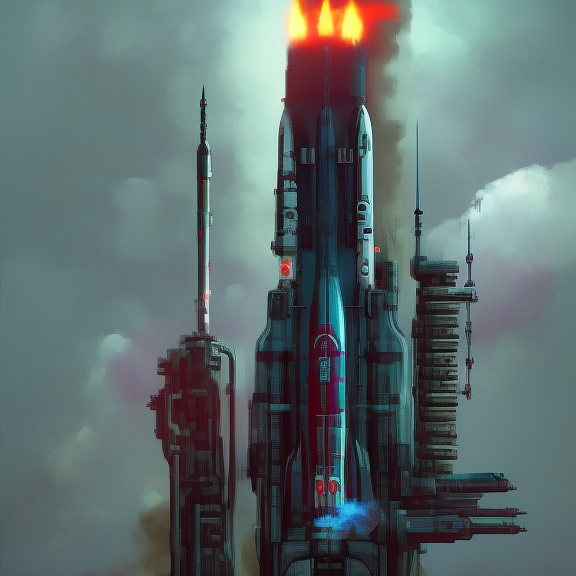 Cyberpunk art of a rocket launche