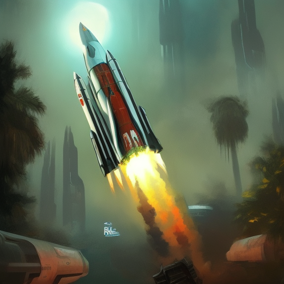 Cyberpunk art of a rocket launche